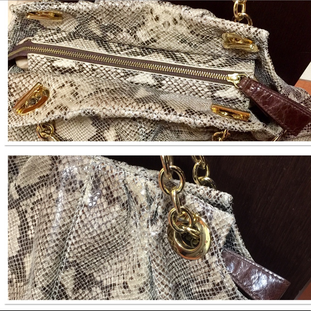 LARGE snake print Leather Crossbody / Satchel - Picture 6 of 8